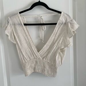Elegant Cream Wrap Crop Top